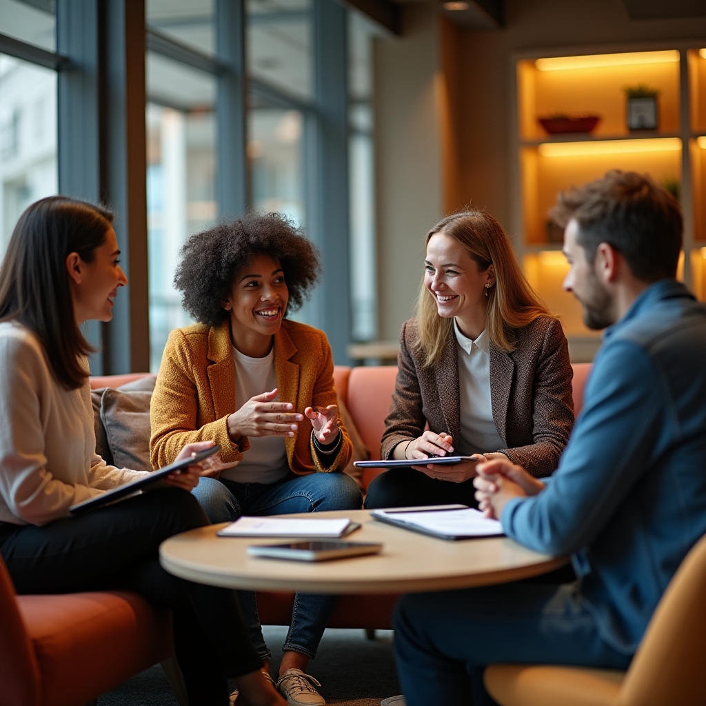 Команда обсуждает принципы деловых переговоров